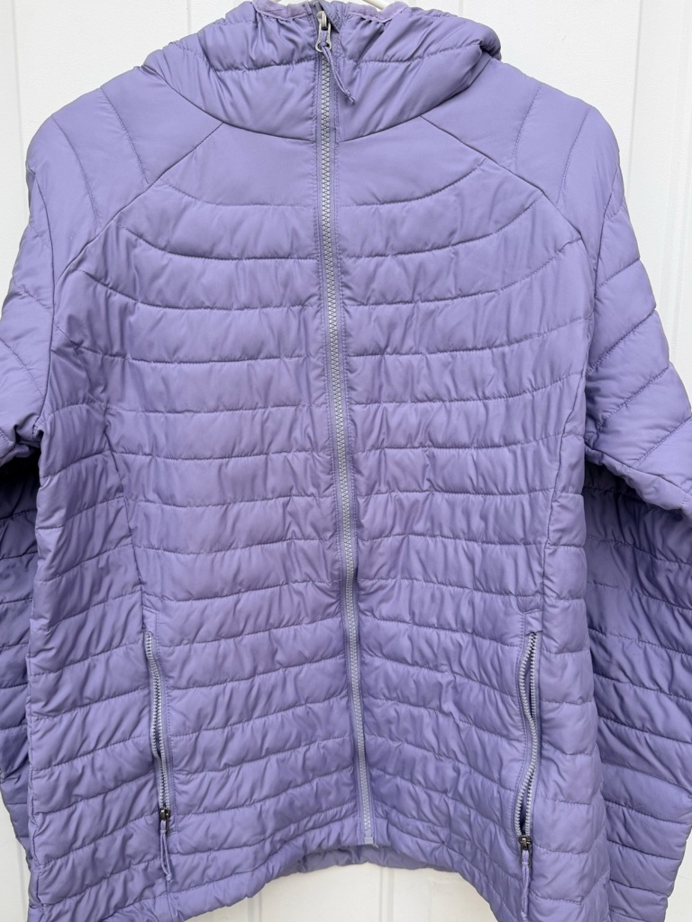 Columbia Omni-Heat Hooded Puffer Jacket Women XL Lavender Lightweight Zip Coat